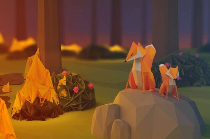 origami foxes wallpaper