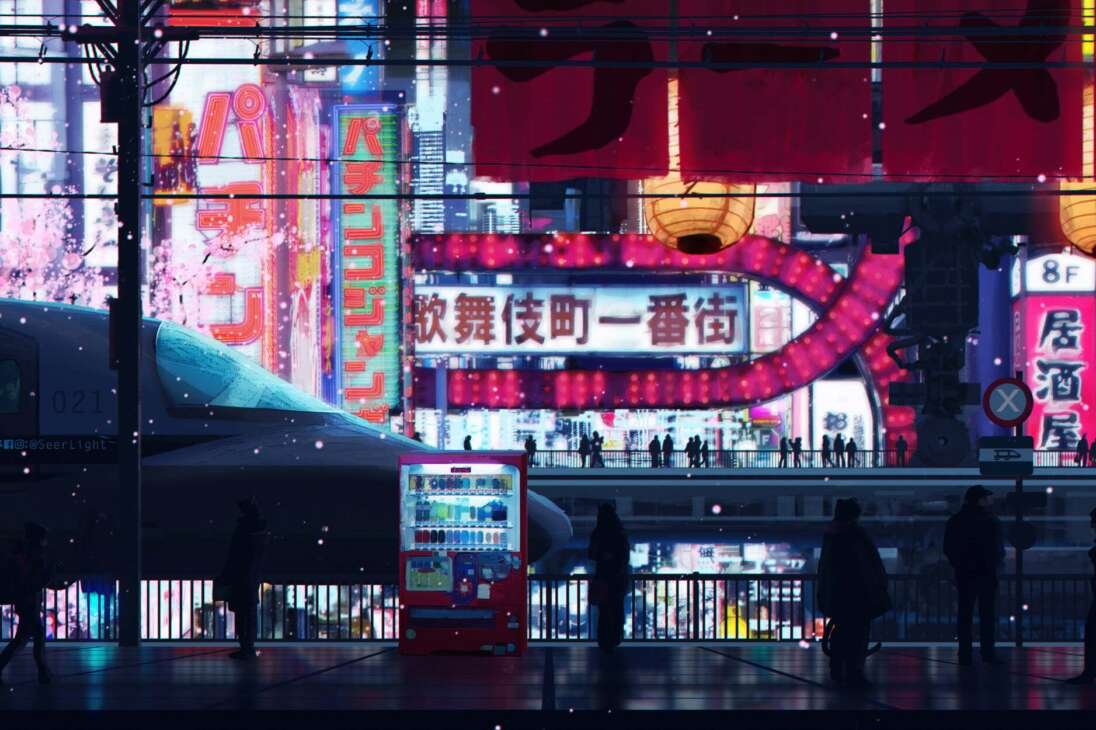 digital art artwork japan city wallpaper 2500x1250