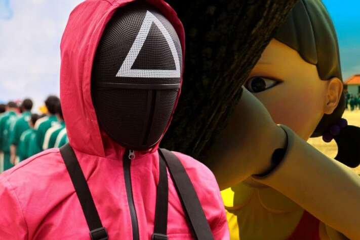 squid game guard and doll 1800x900